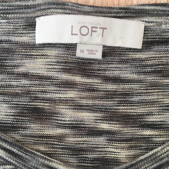 LOFT Dolman Marled Grey / Brown / Ivory Sweater - Picture 5 of 7